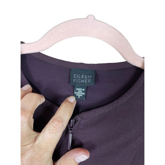 Eileen Fisher Jacket Women Small Merlot Full Zip Viscose Nylon Spandex Made USA - Picture 3 of 13